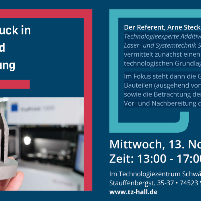 Praxisworkshop „Metall 3D-Druck in Prototyp- und Serienfertigung“